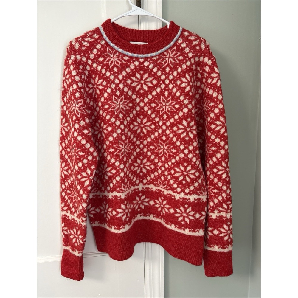 Goodfellow & Co Men's Fair Isle Sweater Red & White Size Small Holiday Snowflake